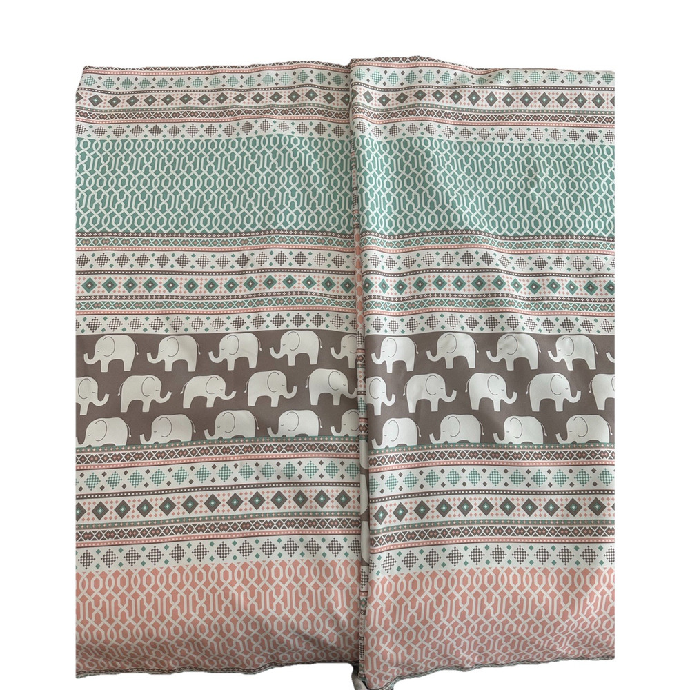 Half Moon Elephant Stripe Window Panels Curtains Set Multicolor 52 x 84